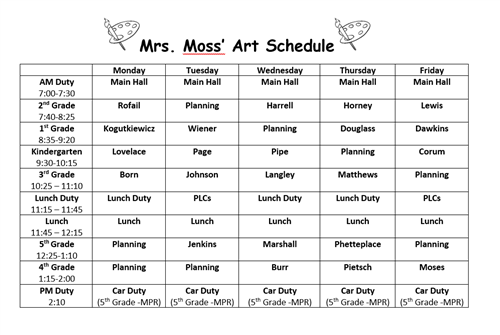 Art Schedule